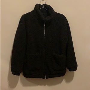 Black plush zip up